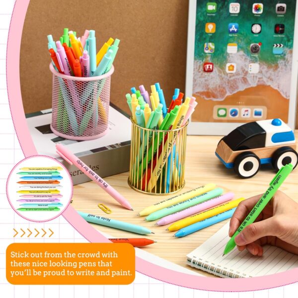50 Pcs Gel Ink Pens Motivational Inspirational Quote Pen Retractable Rolling Ball Smooth Writing for Coworkers Supplies Office Home(Stylish Color,Mental Health Reminders)