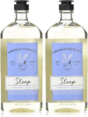 Bath and Body Works Aromatherapy Sleep Lavender Vanilla Body Wash Foam Bath 10 Ounces per bottle - 2 Pack