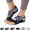 ABIRAM Yoga Socks Toeless Non-Slip Grips & Straps, for Pilates, Barre, Ballet, Bikram, Workout for Women