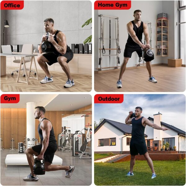 Adjustable Kettlebell Weight Set-Quickly Adjusts 7 Weights(5lb-44lb), Ergonomic kettlebell sets for Home Gym