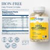 SOLARAY Iron-Free Mega Multi Mineral - Daily Mineral Complex w/Calcium, Magnesium, Zinc and More, Absorbable Chelated Forms, Energy and Immune Support, 60-Day Guarantee, 50 Servings, 200 Capsules