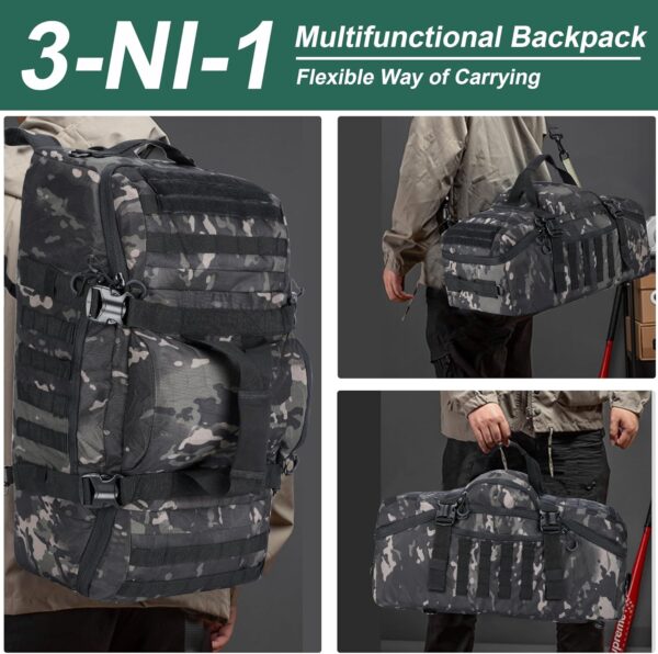 Gym Bag Duffle Bags Backpack Travel Duffel Bag with Weekend Overnight Bag for Outdoor,Tactical,Sports,Travel,Camping,Hunting (Black Camo, Large-27IN)