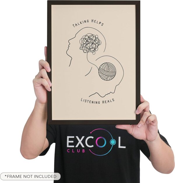 EXCOOL CLUB Therapy Office Decor Mental Health Posters - 12x16 Counseling Wall Art for Therapist Office Decor, Boho Talking Helps Poster for School Counselors Supplies, Psychology Decor (UNFRAMED)