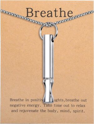 Mindfulness Breathing Necklace Stress Relief Pendant Stainless Steel Anxiety Breathe Necklace for Women Men