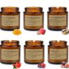 6 Pack Candles for Home Scented Aromatherapy Candle Gift Set for Women Soy Wax Long Lasting Amber Jar Candles Gift for Birthday Mother's Thanksgiving Day Present