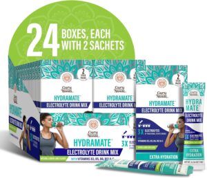 GuruNanda Hydramate Hydration Support Drink Mix - Electrolyte Powder Packets for Dehydration, Exercise & Energy - No Added Sweeteners, Non-GMO, Natural Lemon Lime Flavor - 48 Count (0.56 oz Each)