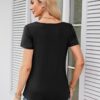 Amoretu Womens Scoop Neck Tshirt Short Sleeve Shirts Swing Tunic Tops Loose Fit
