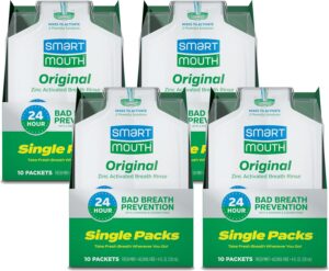 SmartMouth Original Activated Mouthwash Single Packs, Travel Mouthwash, Fresh Mint, 40 Pack