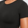 81H6iBXWOkL._AC_SL1500_.jpg CRZ YOGA Womens Butterluxe Double Lined Open Back Crop Tops Backless Short Sleeve Workout Shirts Casual Tight T-Shirts