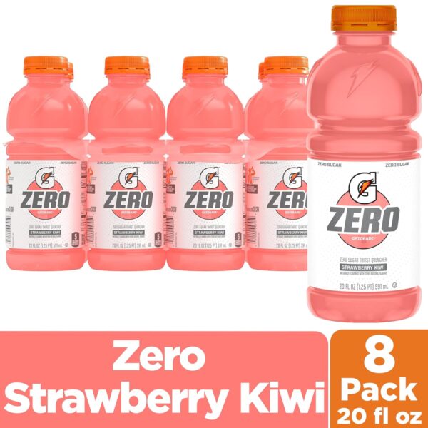 81H8wyf-5L._SL1500_.jpg Gatorade Thirst Quencher Zero Sugar Sports Drink, Strawberry Kiwi, 20oz Bottles, 8 Pack, Electrolytes for Rehydration
