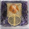 Large Orgone Pyramid | Amethyst Pyramid Crystal | Chakra Flower of Life Orgonite Pyramid | Organ Pyramids Positive Energy Healing