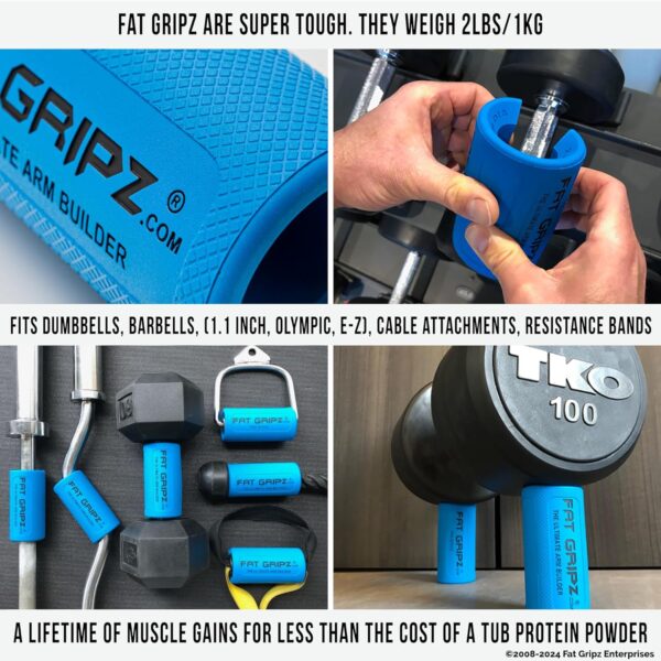 Fat Gripz - The Simple Proven Way to Get Big Biceps & Forearms Fast - At Home Or In The Gym (Size: Pro / 2.25 Inch Outer Diameter)