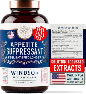 Appetite Suppressant for Weight Loss - Garcinia Cambogia, Glucomannan Appetite Control Supplements and Metabolism Booster for WeightLoss - Lose Weight Fast for Women and Men - 60 Veggie Diet Pills