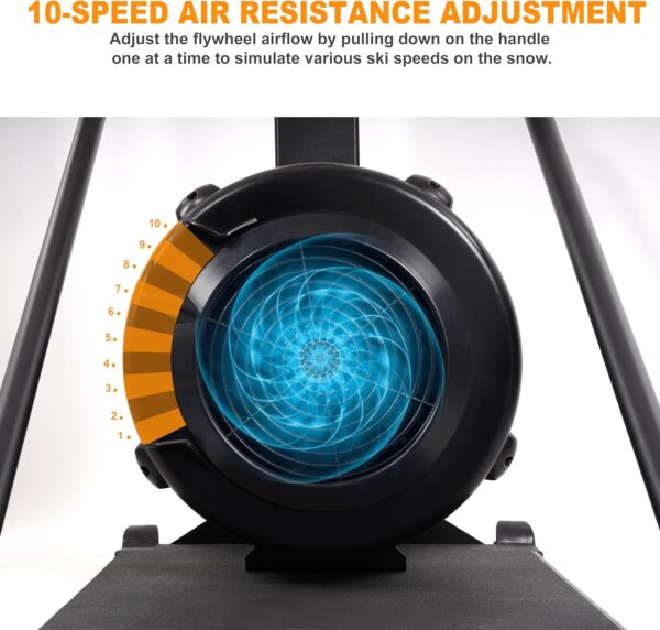 Ski Machine, Indoor Aerobic Wind Resistance Machine, Exercise Equipment for Home, Skiing Machine with LCD Display, Home Gym Strength Training Equipment, Black