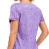 Women's Short Sleeve Workout Shirts Crewneck Sports Yoga Running Dry Fit Tops Side Split Tee