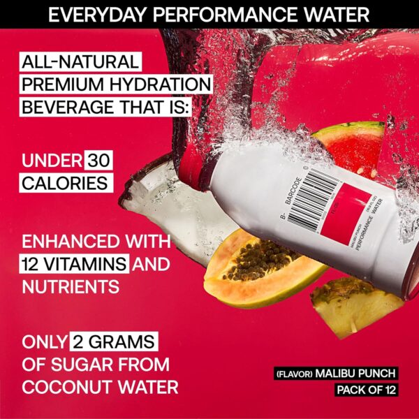 Barcode Sports Drink with Electrolytes Malibu Punch (12 Pack) - Premium Hydration, No Added Sugar - Adaptogen-Powered Plant-Based Beverage - 12 Vitamins & Minerals for Immunity & Performance
