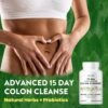 15 Day Advanced Colon Cleanse, Probiotics & Natural Herbs, Supports Detox & Gut Flora for Women & Men, with Cascara Sagrada, Psyllium Husk & Senna Leaf, 30 Capsules 1-2 Daily | 15 Day Cleanse