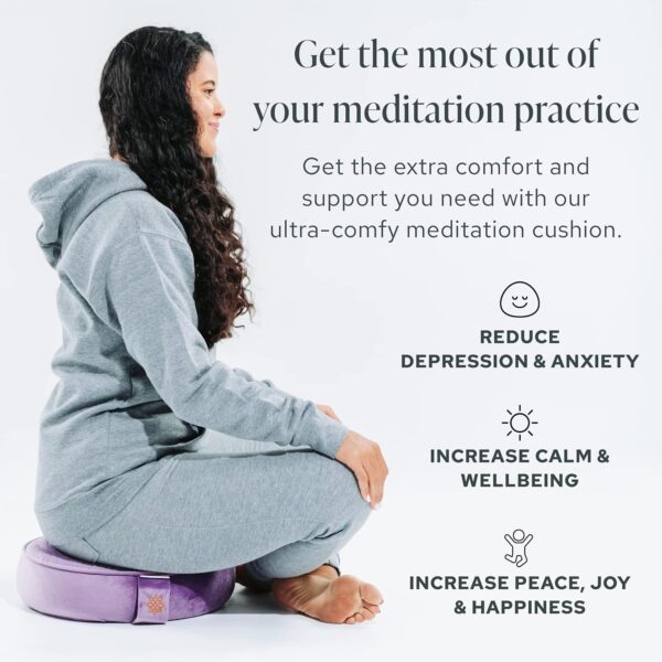 Mindful and Modern Velvet Meditation Cushion - Luxury Zafu Floor Pillow for Yoga - Large Buckwheat Meditation Pillow with Luxe Removable Cover in Six Colors
