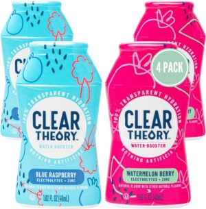 Water Flavoring Drops with Electrolytes, Water Enhancer Liquid Flavored Water Drink Mix, Hydration for Kids, Vegan, Gluten Free, Low Calorie (Blue Raspberry & Watermelon Berry)