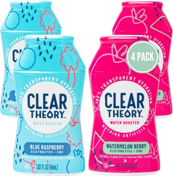 Water Flavoring Drops with Electrolytes, Water Enhancer Liquid Flavored Water Drink Mix, Hydration for Kids, Vegan, Gluten Free, Low Calorie (Blue Raspberry & Watermelon Berry)