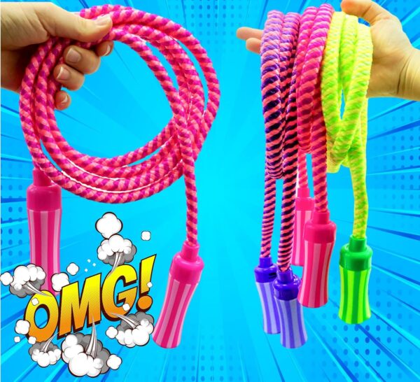 JA-RU Nylon Braided Jump Rope for Kids 7 Ft. (Ropes Assorted) Skipping Rope w/Handle. Exercise Equipment & Outside Activities for Kids. Bulk Gymnastics Party Favors. 758