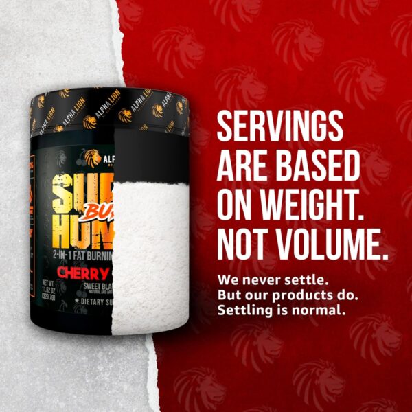 ALPHA LION Superhuman Burn 2-in-1 Metabolism Booster Pre Workout, Weight Loss Supplement, Appetite Suppressant, Fat Loss Support, Energy & Focus Powder (21 Servings, Sweet Black Cherry Flavor)