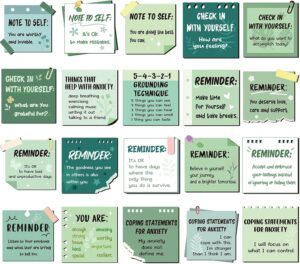 300 Pcs Mental Health Stickers Reminder Decals Laptop Water Bottle Positive Waterproof Stickers Psychology Affirmations Feelings Mental Health Decor for Adult(Green Series)