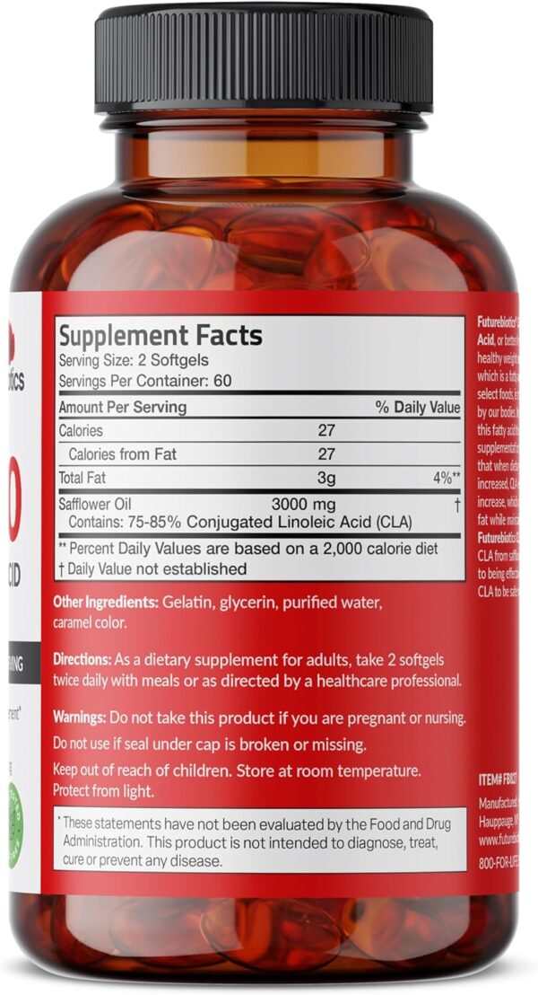 Futurebiotics CLA 3000 Extra High Potency - Non-Stimulating Conjugated Linoleic Acid, Non GMO, 120 Softgels