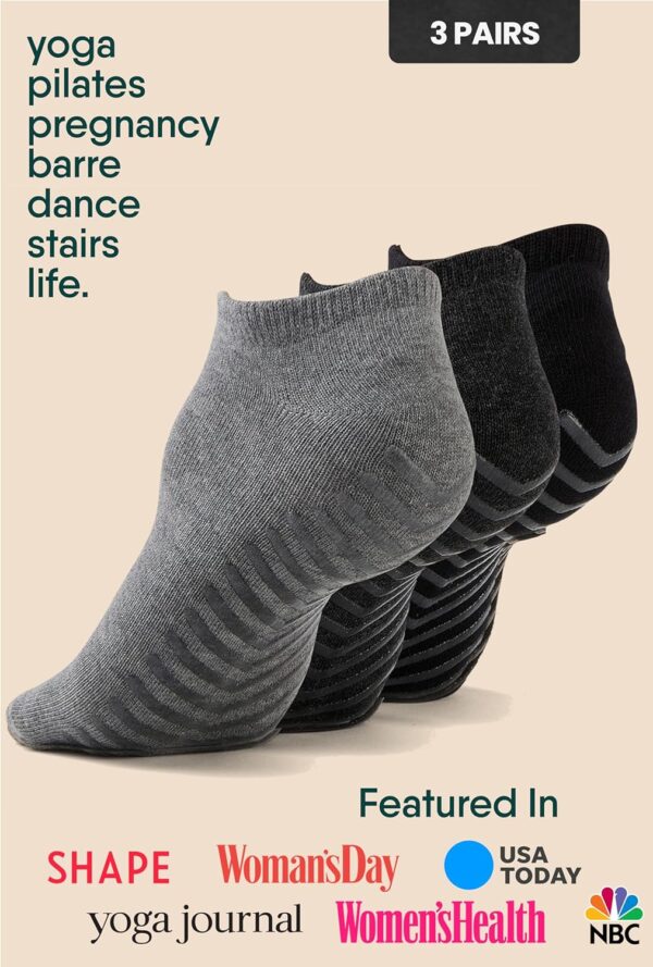 Gripjoy Grip Socks for Women and Men - Non Slip Socks - Yoga Socks with Grippers - Hospital Socks Non Skid - 3 Pairs