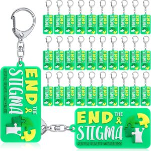 Yinkin End the Stigma Mental Health Awareness Key Chains Inspirational Gifts Green Ribbon Jewelry for Men Women Support