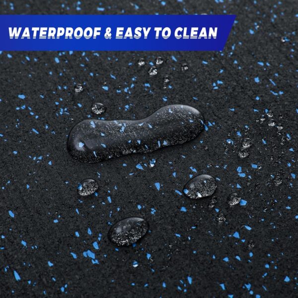 SUPERJARE 0.56'' Thick 24 Pcs 96 Sq Ft Rubber Top Exercise Equipment Mats, High Density EVA Foam Mats with Rubber Top, Interlocking Gym Flooring for Home Gym, Protective Workout Mat, Black/Blue