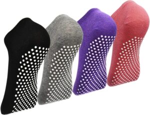 Pilates Ballet Barre Yoga Socks - Elutong 4 Pack Non Skid Slip Sticky Grippers Socks for Women