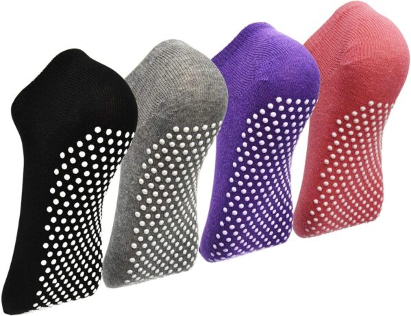 Pilates Ballet Barre Yoga Socks - Elutong 4 Pack Non Skid Slip Sticky Grippers Socks for Women