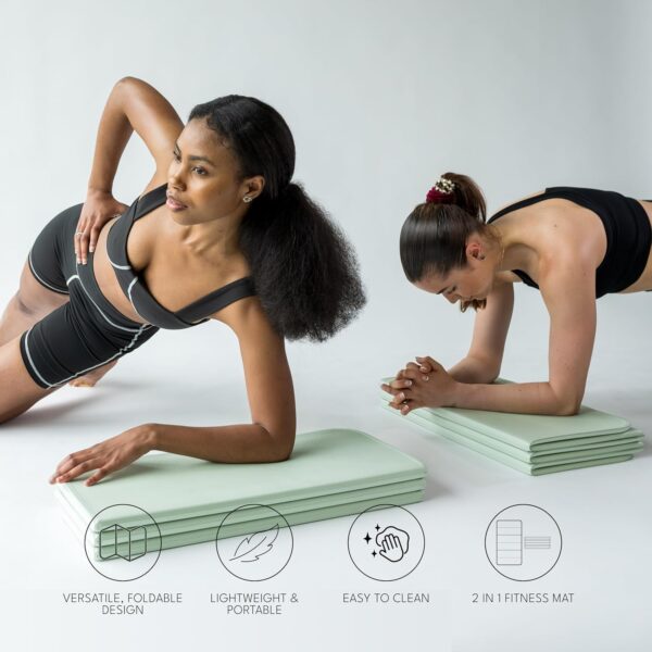 Stakt - Stakt Foldable Multi-Purpose Fitness & Yoga Mat with Patented Design, Workout Mat with Non-Slip Surface, Portable & Lightweight, For Studio & Home Use, As Seen on Shark Tank