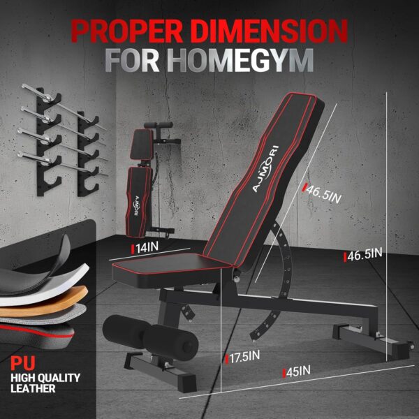 Weight Bench,Adjustable Workout Bench for Home Gym with 1200 LBS,Adjustable Back and Seat Exercise Incline for Full-Body Strength Training