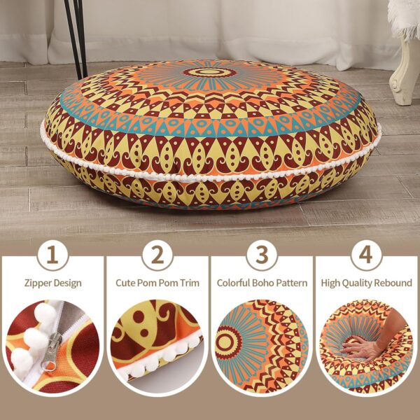 32 inches Meditation Floor Cushion for Adults, Round Large Thick Floor Pillow, Memory Foam Filling, Yellow