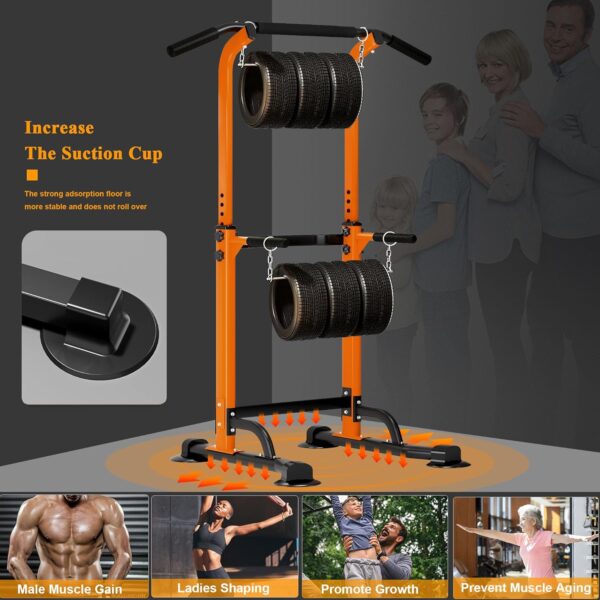 DlandHome Pull Up Bar, Power Tower Dip Bar, Pull Up Bar Free Standing with 10 Levels Adjustable Height for Home Gym Workout Equipment, Strength Training Fitness