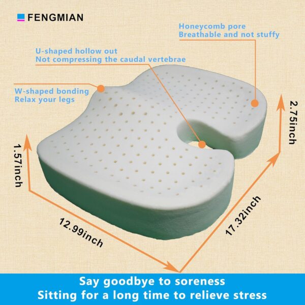Natural Latex Seat Cushion - Soft, Bouncy and Relieves Pressure - Suitable for Office Chair, Home Chair, Car, Gaming, Wheelchair, Meditation, and Yoga