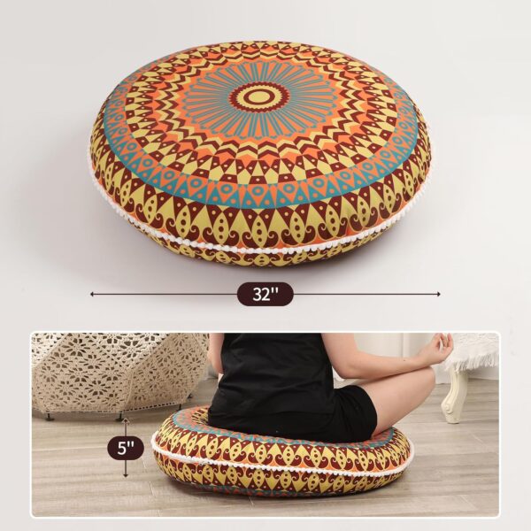 32 inches Meditation Floor Cushion for Adults, Round Large Thick Floor Pillow, Memory Foam Filling, Yellow