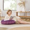 Codi 32 Inch Round Floor Pillow, Large Meditation Pouf Cushion , Memory Foam Stuffer Circle Throw Pillows - (Purple Orchid, 1 Count (Pack of 1))