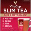VitaCup Slim Instant Tea Packets for Diet Support, Oolong Tea w/B Vitamins, Garcinia, Inulin & Acai, On-The-go Instant Sticks, 24 Ct