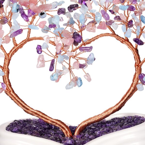 Jovivi Natural Crystal Heart Money Tree Healing Gemstone Bonsai Tree for Wedding Ceremony Reiki Balancing Energy Meditation Feng Shui Wealth & Good Luck Home Indoor Office Decor 7.87"-8.26"