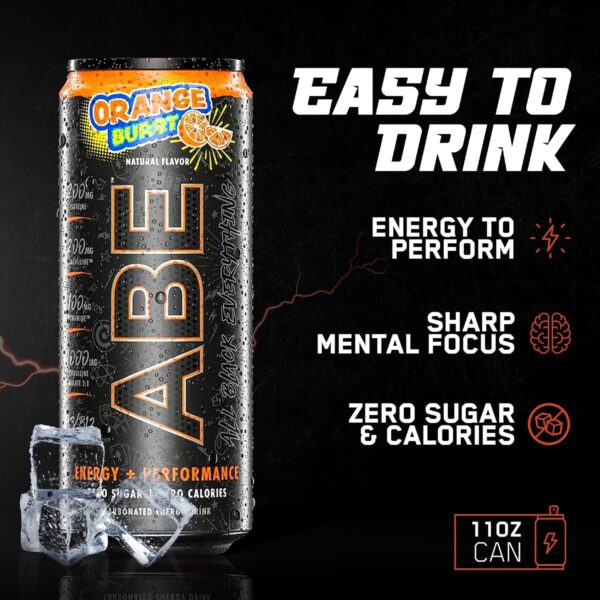 All Black Everything Sugar Free Energy Drink | Orange Burst | 0 Calories | 12 Pack | 200mg Natural Caffeine | Pre-Workout Sport Drink for Men and Women