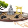 Zen Garden for Desk 13x8in – Japanese Meditation Kit with Buddha, Bonsai Tree, Natural Sand, Stones, Bamboo Rakes & Accessories – Mini Zen Garden for Office Relaxation & Decor by Roanle