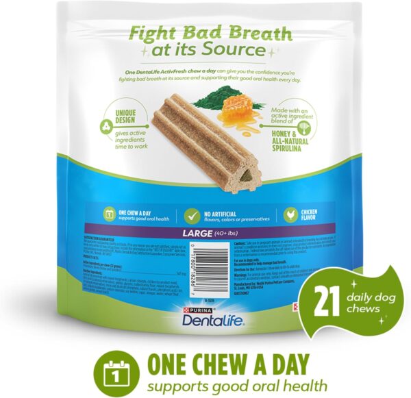 81JXjujYLnL._AC_SL1500_.jpg DentaLife ActivFresh Dog Chews for Large Dogs 40 lbs. and up, Dental Chews to Freshen Breath, Chicken Flavor, 24.1 oz., 21 Chews - 21 ct. Pouch
