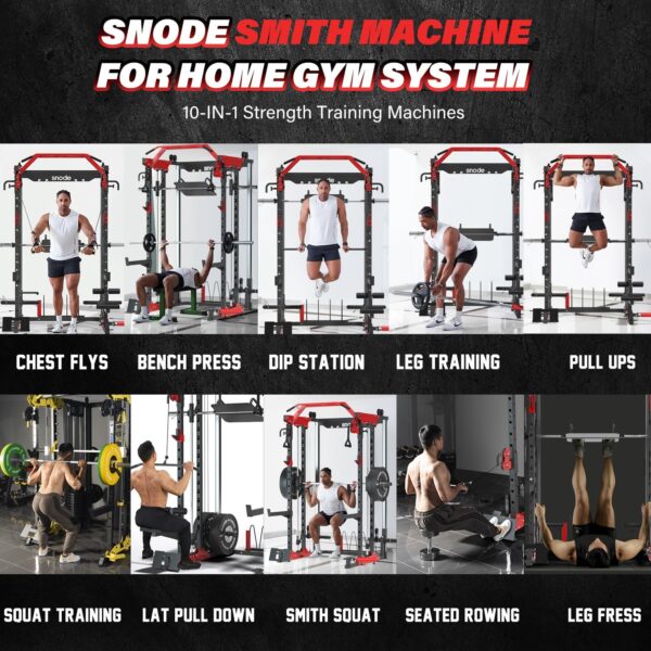 ALL10 Smith Machine for Home Gym, Power Rack with Cable Crossover, Squat Rack with Leg Press and Advanced LAT Pull-Down, 2000LB Weight Capacity