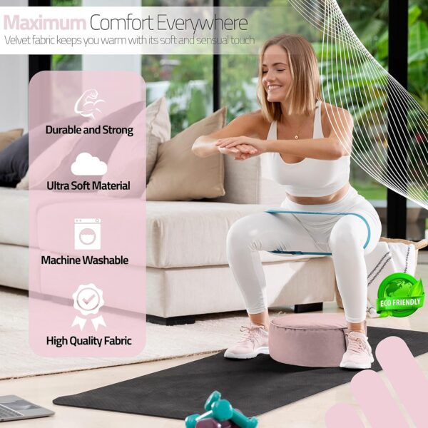 Secret Garden Velvet Meditation Cushion – Large Yoga Cushion to Achieve Full Serenity – Eco-Friendly Buckwheat Hull Filled Meditation Pillow – Yoga Pillows for Sitting on Floor (Rose Pink)