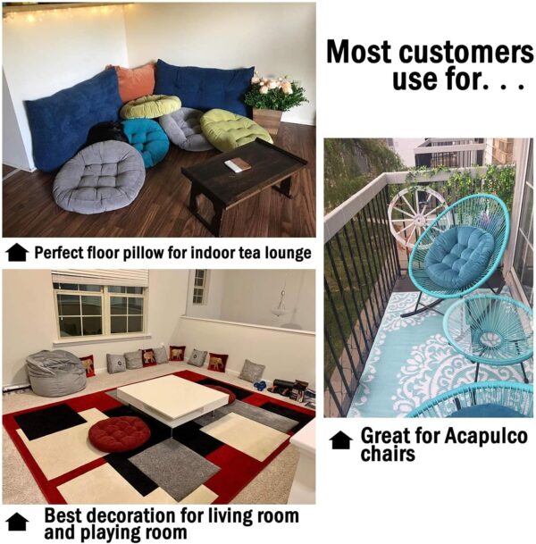 Tiita Floor Pillows Cushions Round Chair Cushion Outdoor Seat Pads for Sitting Meditation Yoga Living Room Sofa Balcony 22x22 Inch, Black