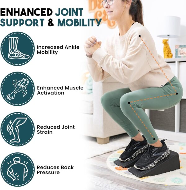 Squat Wedge Block w/Non Slip Strips | Slant Board for Calf Stretching | Yoga Blocks Foam Wedge | Multi-Functional Slant Board for Squats | Elevated Heel Squat Wedges Set | Adjustable Wedges For Squat