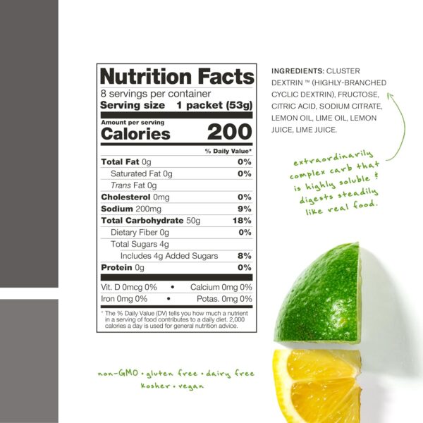 Skratch Labs Super High-Carb Drink Mix Packets - Carbohydrate Powder - Cluster Dextrin + Electrolytes - Endurance Energy- Energy Gel Alternative - Lemon + Lime - 8 Single Serving Packets - Non-GMO